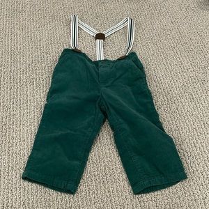 Janie and Jack green overalls 6-12M